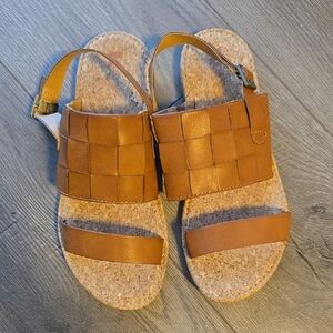 Brown Woven Leather Sandals